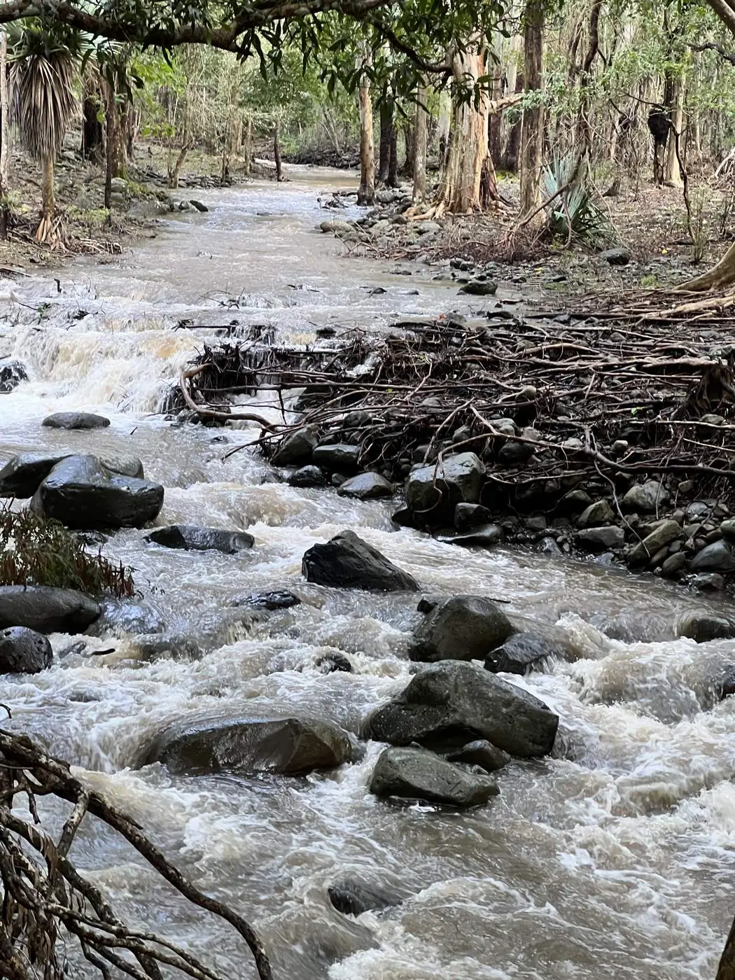 River in full flow over boulders